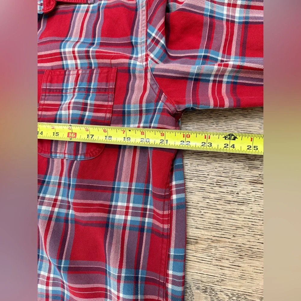 J. Crew Men's Red Midweight Flannel Plaid Shirt Large - Picture 9 of 14